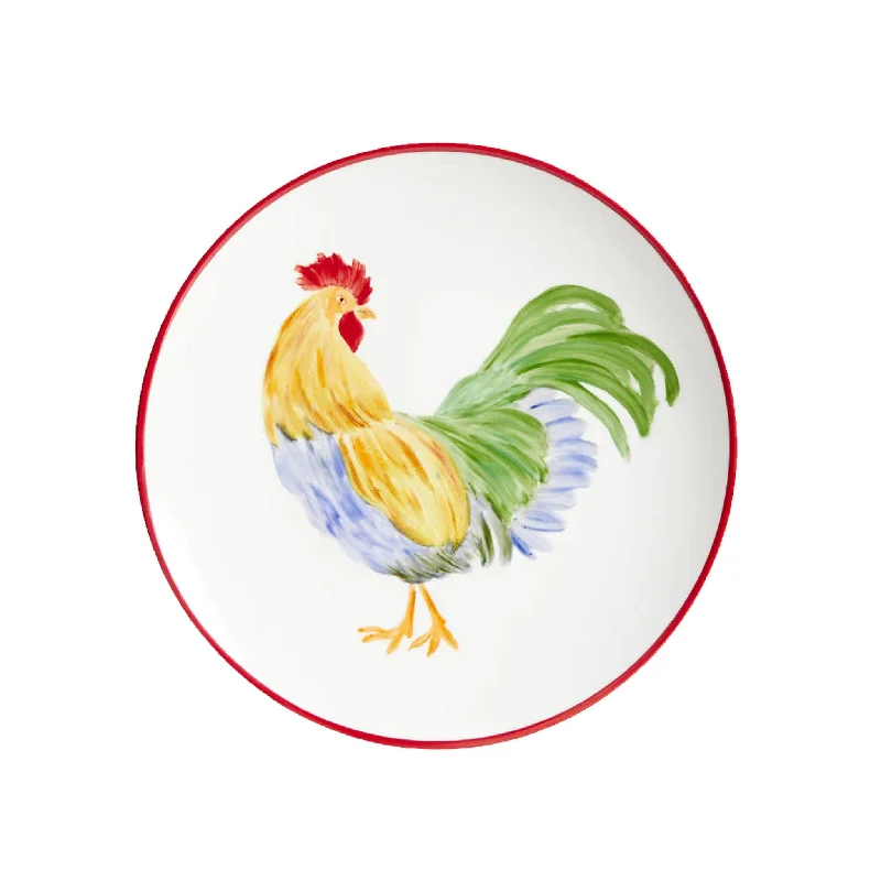 disposable dinner plates with gold trim-The Platera Pepe Rooster Porcelain Side Plate, 21cm