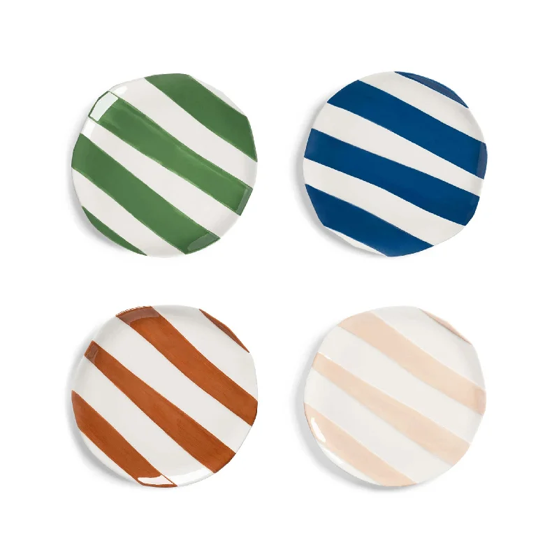 luxurious dinnerware for special events-Set of 4 Abstract Stripe Side Plates, 18cm