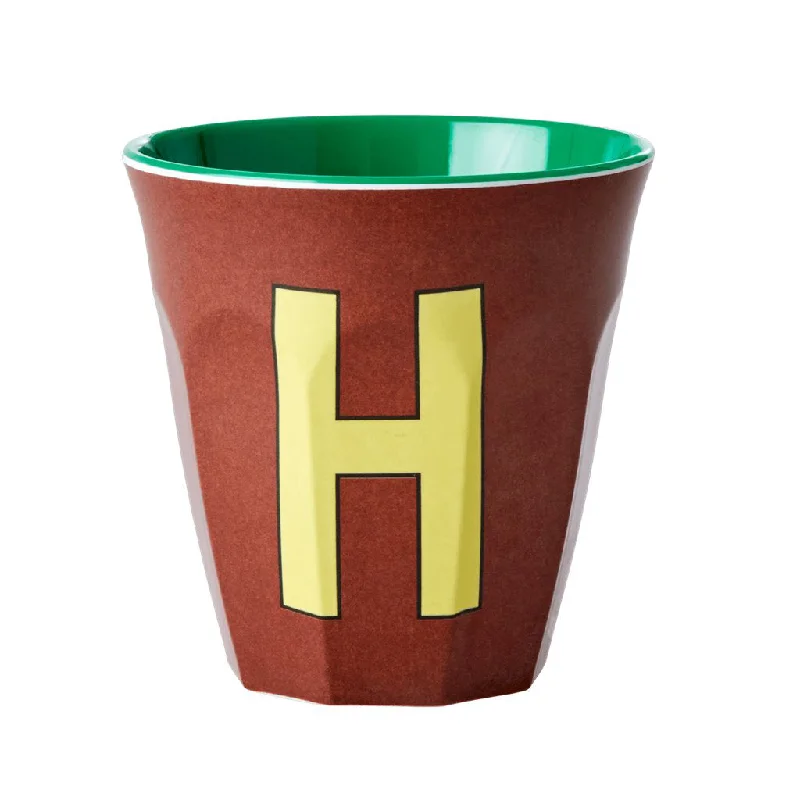 colorful mugs for parties and celebrations-Rice DK Melamine Cup with The Letter H - Brown - Two Tone - Medium