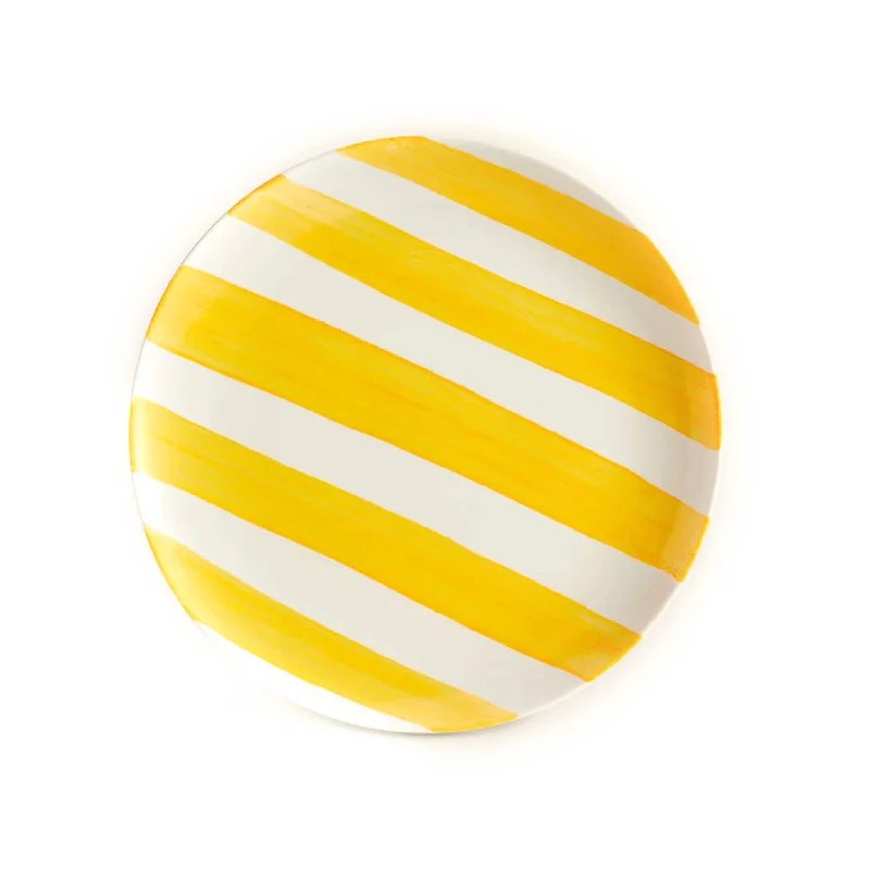 minimalist dinner plates-The Platera Yellow Stripe Porcelain Dinner Plate, 27.5cm