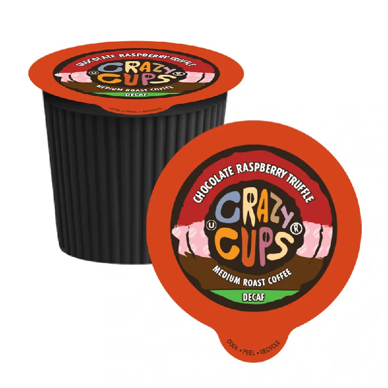 reusable coffee cups with lids for office-Crazy Cups Decaf Chocolate Raspberry Truffle Single Serve Coffee 22 Pack