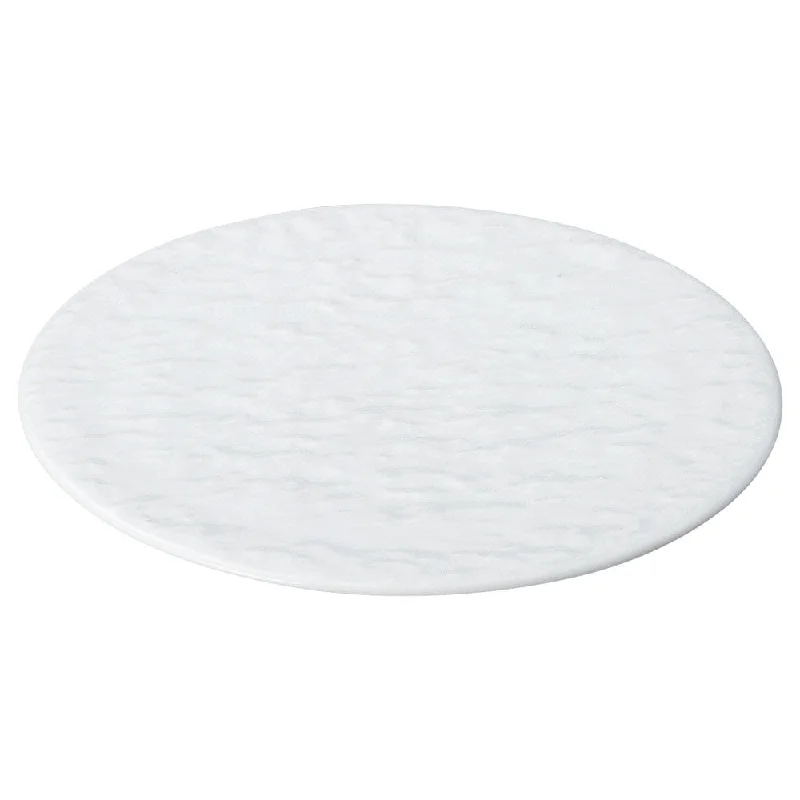 premium dinnerware for family dinners-STAGE White Gloss Textured Flat Plate