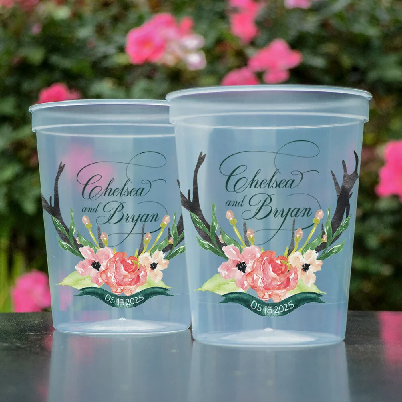 stylish coffee cups for guests-Full Color Antler Crest Stadium Cups