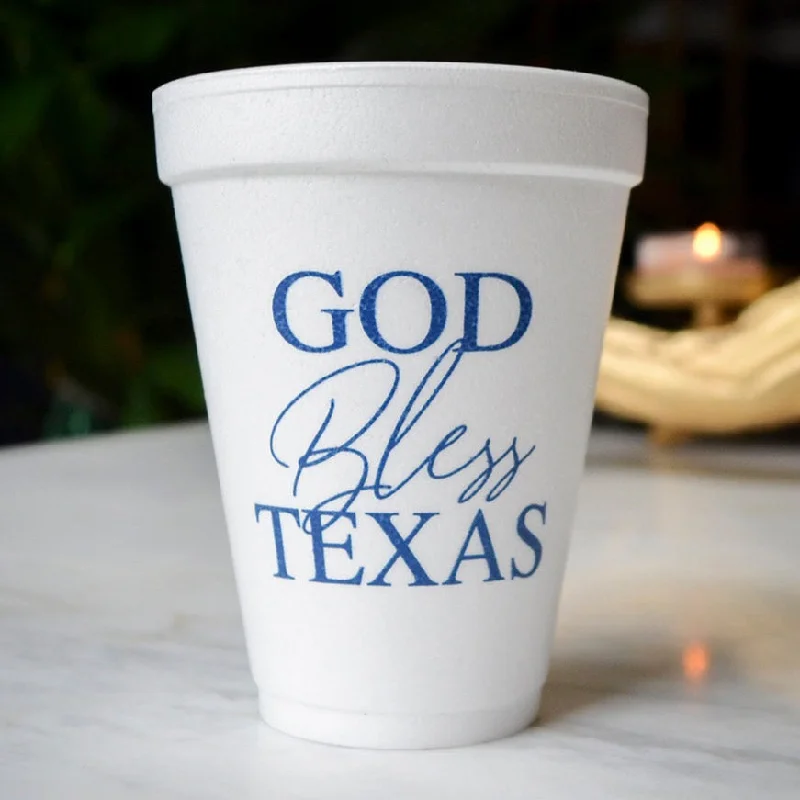 personalized coffee mugs for teachers-Custom "God Bless Texas" Foam Cups