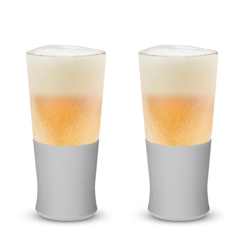 custom coffee cups for office parties-Glass Beer FREEZE™ Cooling Cups in Gray, Set of 2