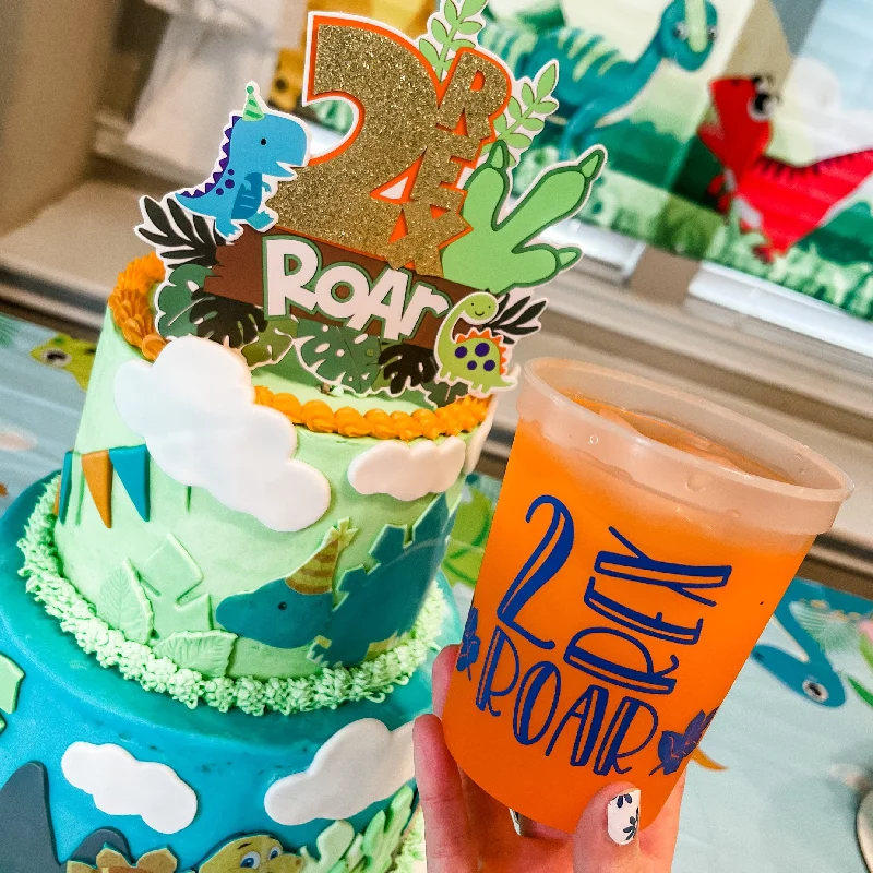 trendy coffee cups for college students-2 Rex Roar Birthday Color Changing Cups