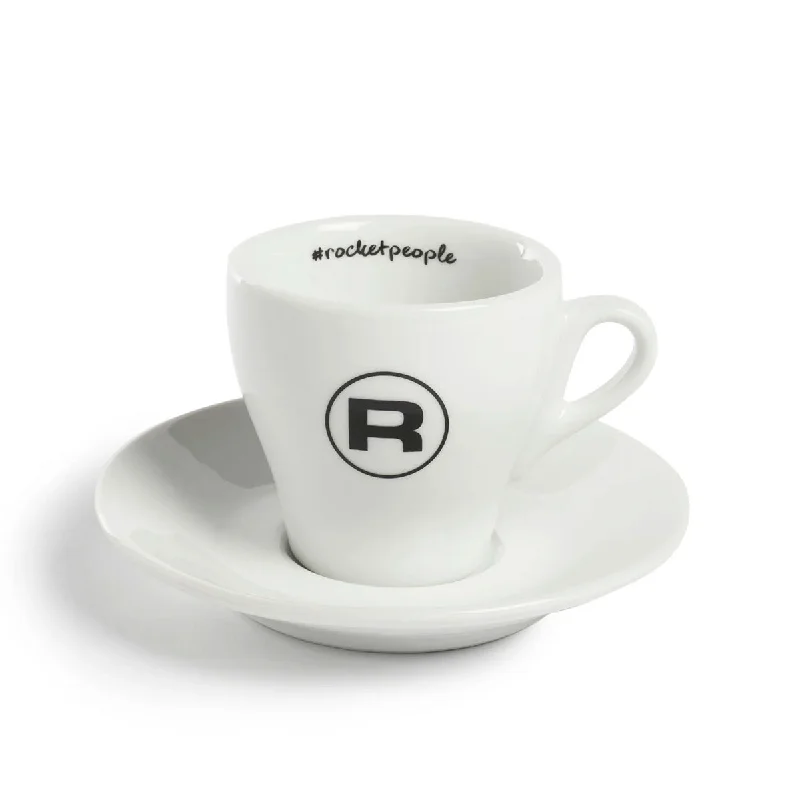 coffee mugs with unique prints-Rocket Espresso Cup and Saucer Set of 6, White