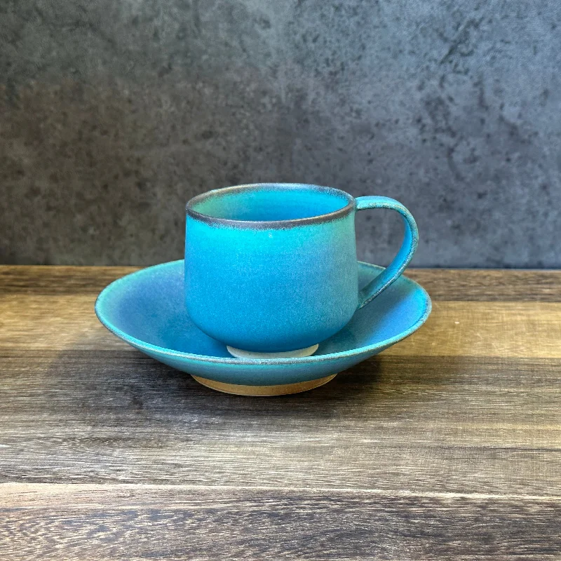 high-quality coffee mugs for housewarming-Oiso Studio: Sea Blue Cup & Saucer (Order now for Feb 2025 target shipment)