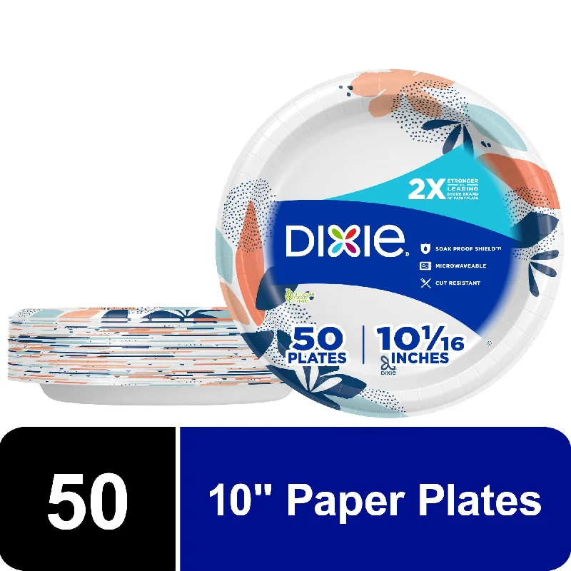 disposable dinner plates for BBQs-Dixie Disposable Paper Plates, Multicolor, 10 in, 50 Count