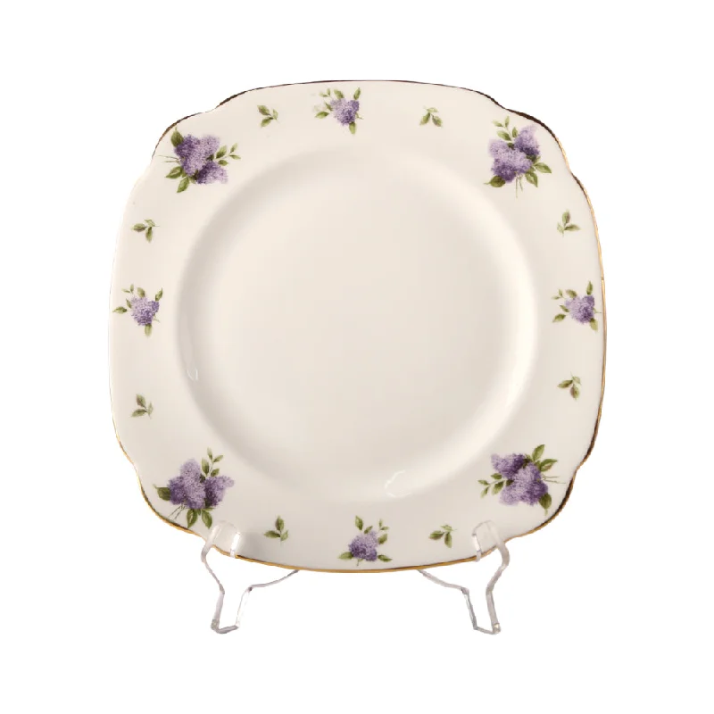 eco-friendly dinnerware for picnics-PLATE SQUARE ROYAL ALBERT LILAC LANE PC