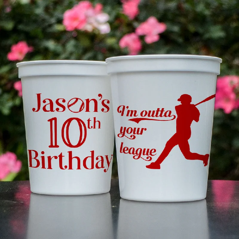 best mugs for morning coffee ritual-Baseball Themed Birthday Stadium Cups