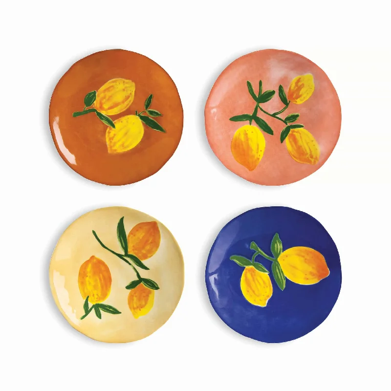 dinner plates for contemporary homes-Set of 4 Lemon Side Plates, 16cm