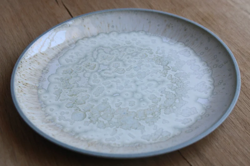 modern minimalistic dinner plates-Lunch Plate, Stone Blue w. crystal Glaze