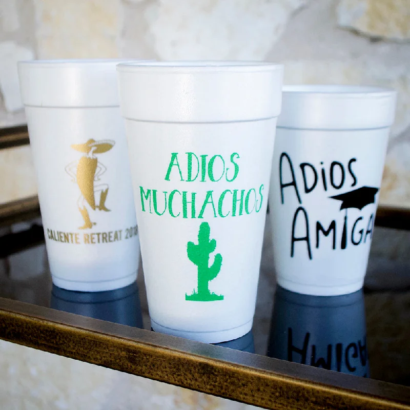 insulated mugs for hot tea-Custom "Adios" Graduation Styrofoam Party Cups