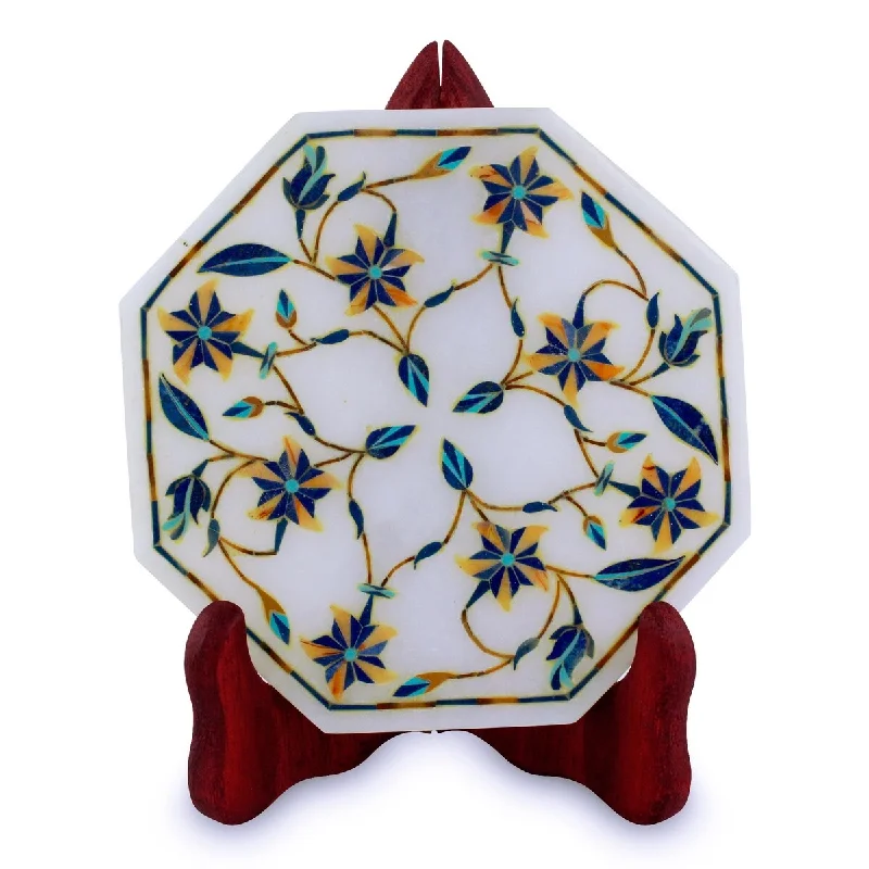 family dinnerware set-Novica Handmade Tiger Lilies Marble Inlay Decorative Plate