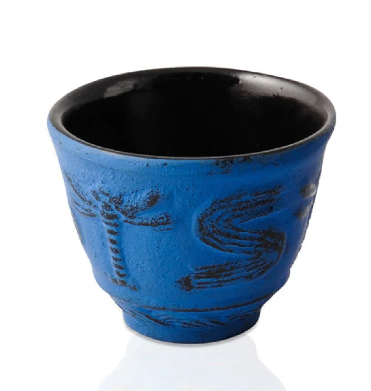 eco-friendly ceramic mugs for coffee-Dragonfly Blue Cast Iron Cup