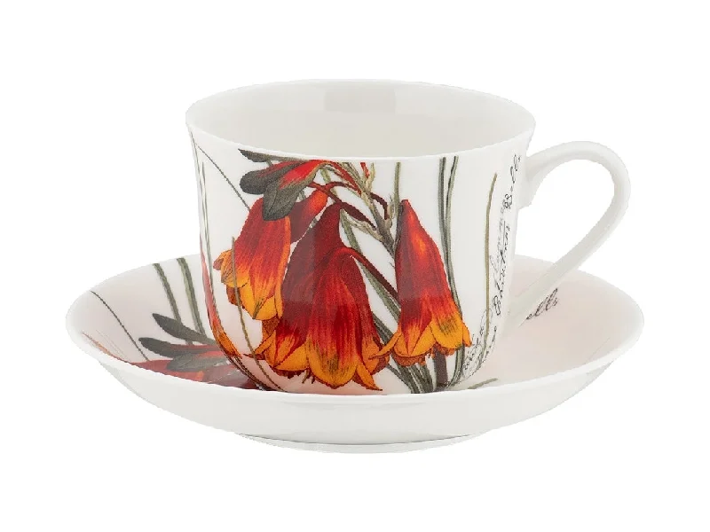 large ceramic mugs for tea enthusiasts-Maxwell & Williams RBGA Botanics Breakfast Cup & Saucer 450ML Christmas Bells