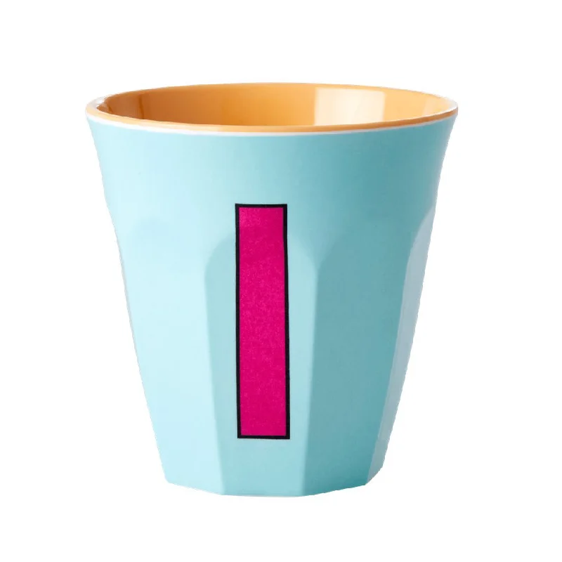 insulated tea mugs for work-Rice DK Melamine Cup with The Letter I - Mint - Two Tone - Medium