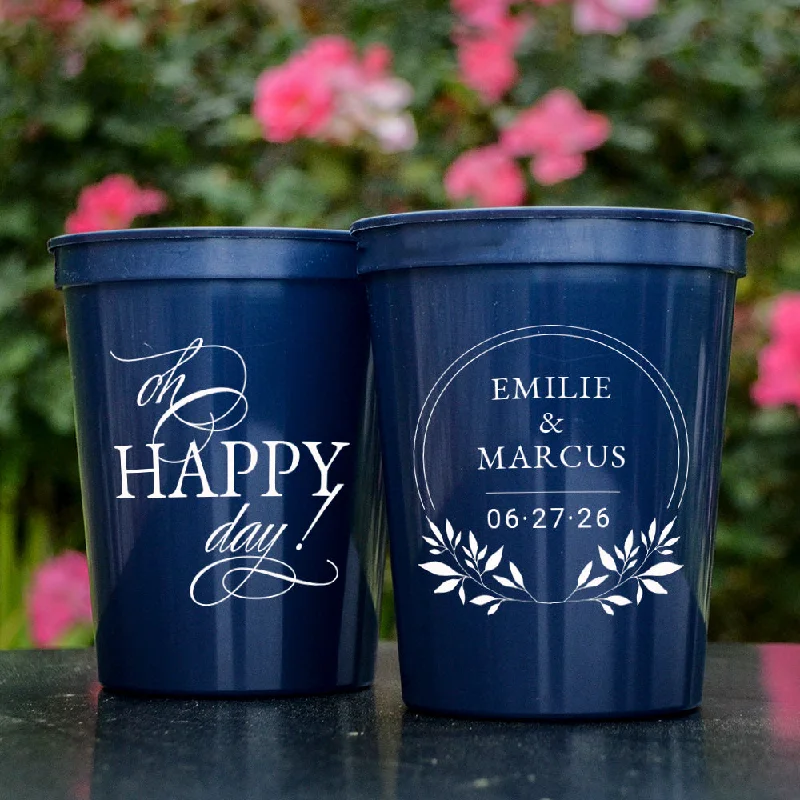 best coffee mugs with funny quotes-Oh Happy Day Stadium Cup Favors