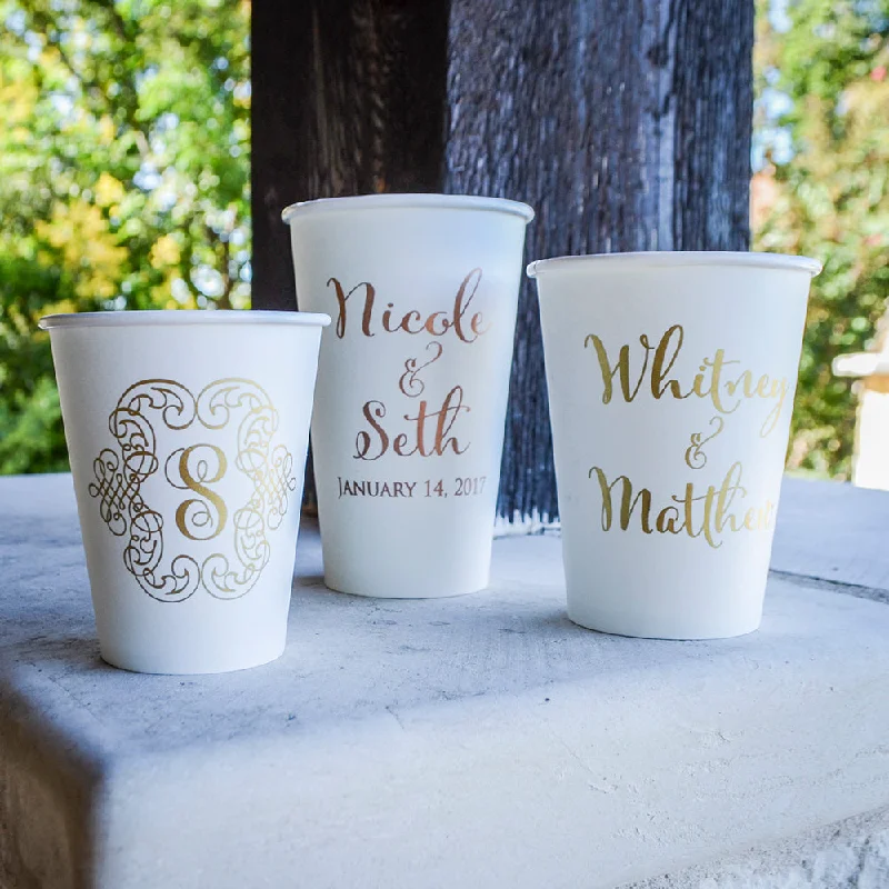 durable ceramic mugs for hot drinks-Custom Printed Wedding Paper Cups