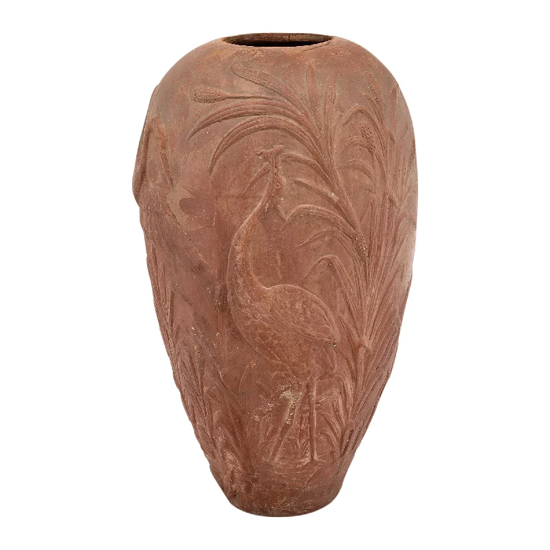 Large designer flower vases for sale -Art Deco Terra Cotta Vase in the manner of Jean Dunand