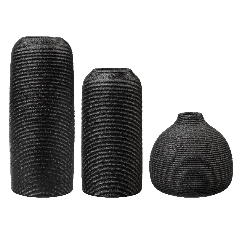 Designer flower vases for home decor -Black Matte Vase