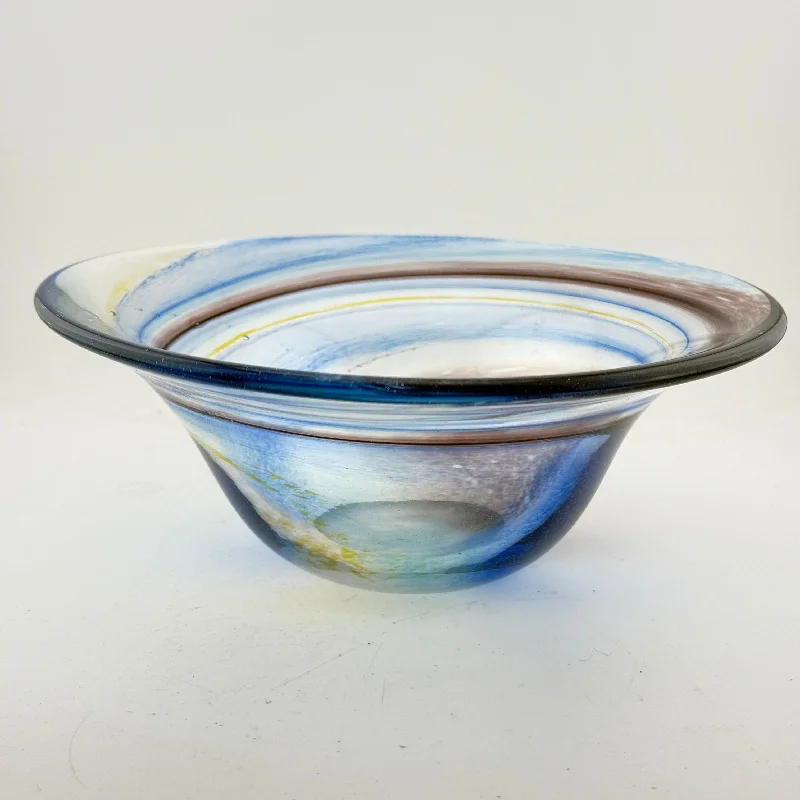 Unique modern ceramic vases for decor -Blue and Brown Demo Bowl xxv