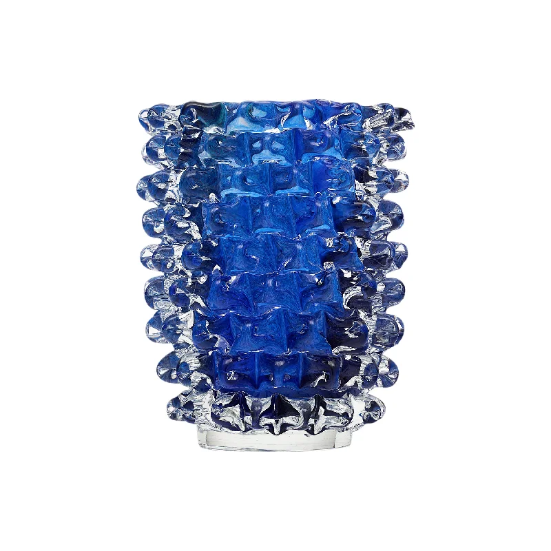 Large modern flower vases for wedding centerpieces -Blue Murano Glass Rostrate Vase