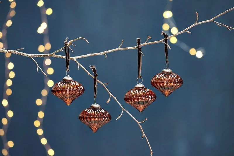 Tall handmade flower vases for modern homes -Bouka Baubles - Burnt Amber (Set of 4)