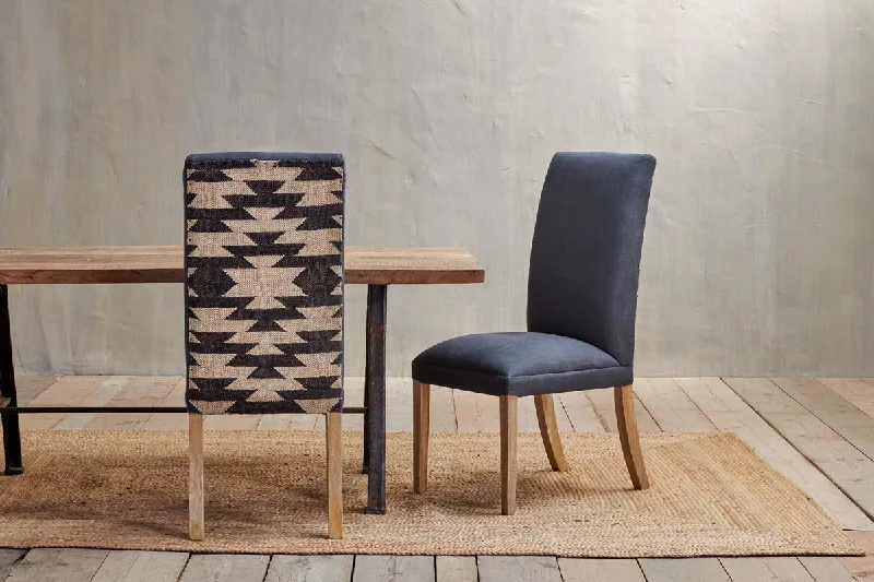 Affordable handmade ceramic vases -Chapora Kilim Upholstered Dining Chair - Charcoal - Set Of 2