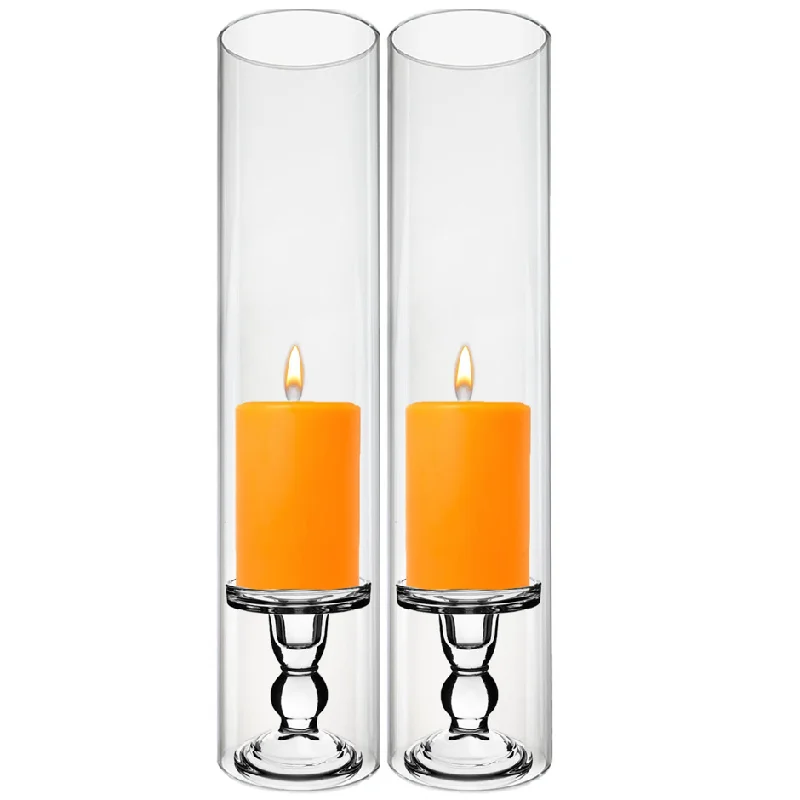 Large decorative vases for home interiors -Pack of 12 Sets Clear Glass Candle Holder & Over Fitment Tubes Combo Holder H-4.5" D-3.25", Tube H-18" D-4"