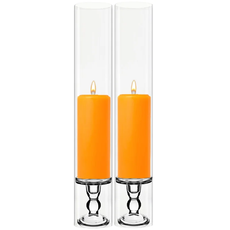 Tall vases for dining table flower arrangements -Pack of 12 Sets Clear Glass Candle Holder & Over Fitment Tubes Combo Holder H-4.5" D-3.25", Tube H-24" D-4"