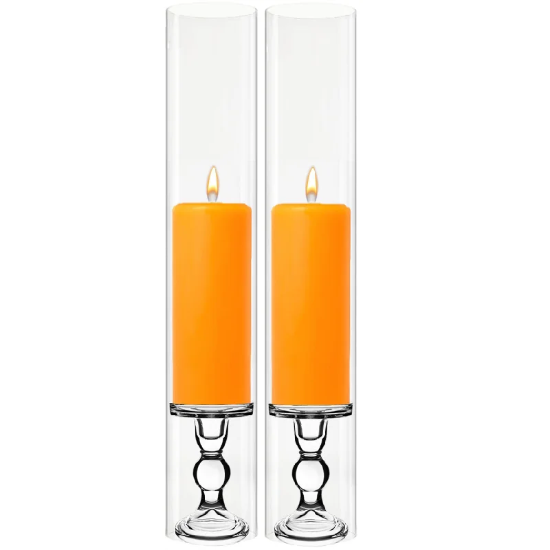 Glass vases for home wedding decor -Pack of 12 Sets Clear Glass Candle Holder & Over Fitment Tubes Combo Holder H-5.5" D-3.25", Tube H-24" D-4"