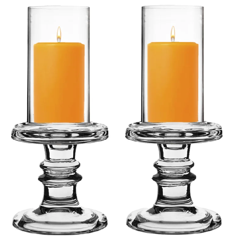 Glass vases for living room decor -Pack of 12 Sets Clear Glass Candle Holder & Top Fitment Tubes Combo Holder H-4.5" D-4.5", Tube H-6" D-3"