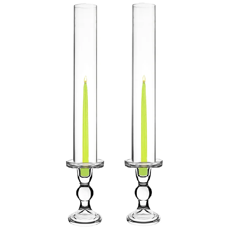 Simple glass flower vases for modern decor -Pack of 12 Sets Clear Glass Candle Holder & Top Fitment Tubes Combo Holder H-5.5" D-3.25", Tube H-18" D-2.5"