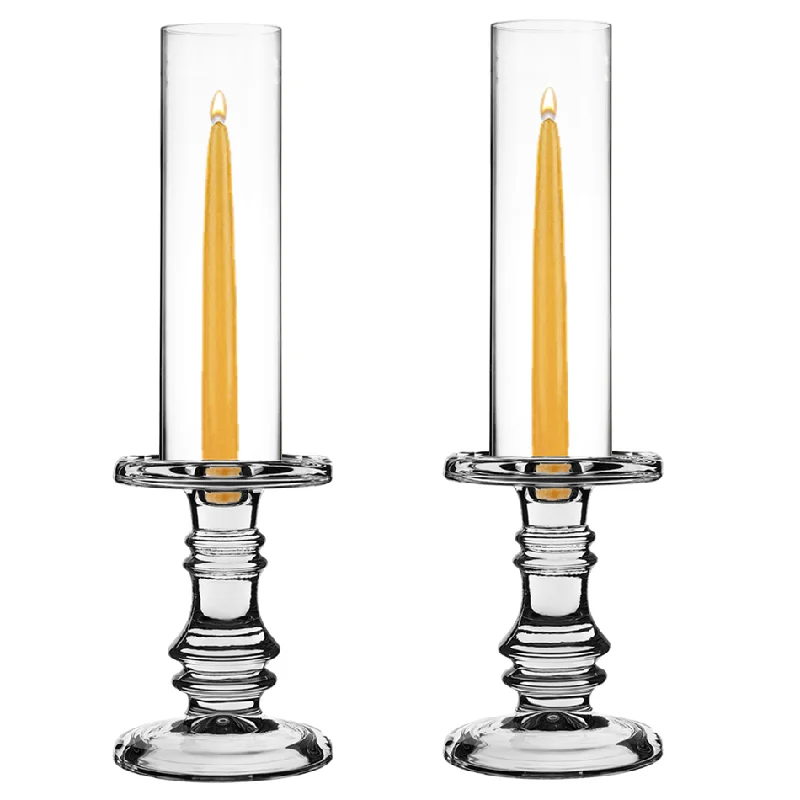 Affordable crystal vases for weddings -Pack of 12 Sets Clear Glass Candle Holder & Top Fitment Tubes Combo Holder H-6.25" D-4.5", Tube H-10" D-3"