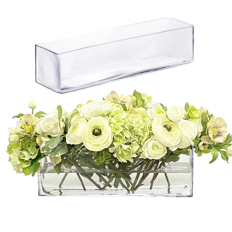 Tall modern ceramic vases for wedding centerpieces -Pack of 4 PCS Clear Glass Rectangle Vase O-16"X4" H-4"