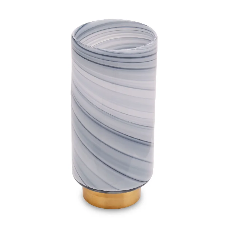 Handcrafted vases for luxury home decor -Swirl Grey Glass Vase - Large