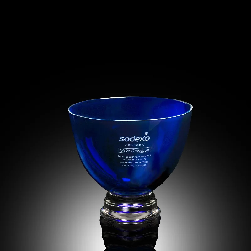 Decorative glass vases for wedding reception -Cobalt Pedestal Bowl