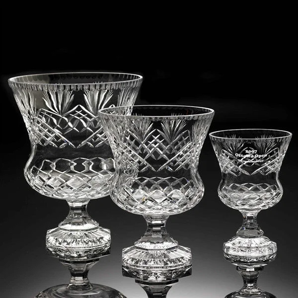 Vintage flower vases for living room -Colonial Crystal Trophy Cup