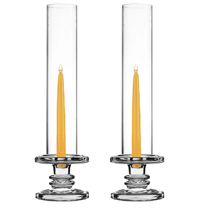 Contemporary decorative vases for office -Pack of 12 Sets Clear Glass Candle Holder & Top Fitment Tubes Combo Holder H-3.25" D-4.5", Tube H-16" D-3"