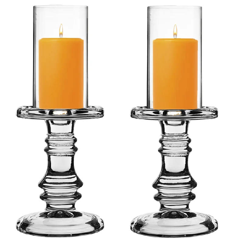 Modern minimalist vases for floral arrangements -Pack of 12 Clear Glass Candle Holder & Top Fitment Tubes Combo Holder H-6.25" D-4.5", Tube H-6" D-3"