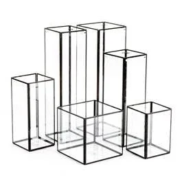 Simple glass flower vases for living room -Factor Tall Glass Vase with Black Trim