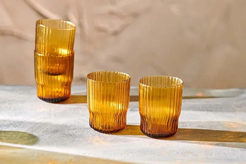 Small glass vases for table decor -Fali Tumbler - Amber