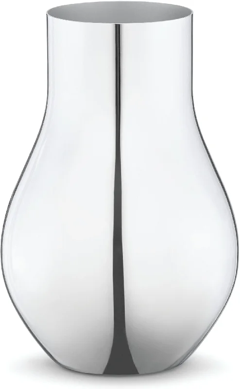 Unique vases for flower centerpieces -Georg Jensen Cafu Vase Stainless Steel, 22 Cm