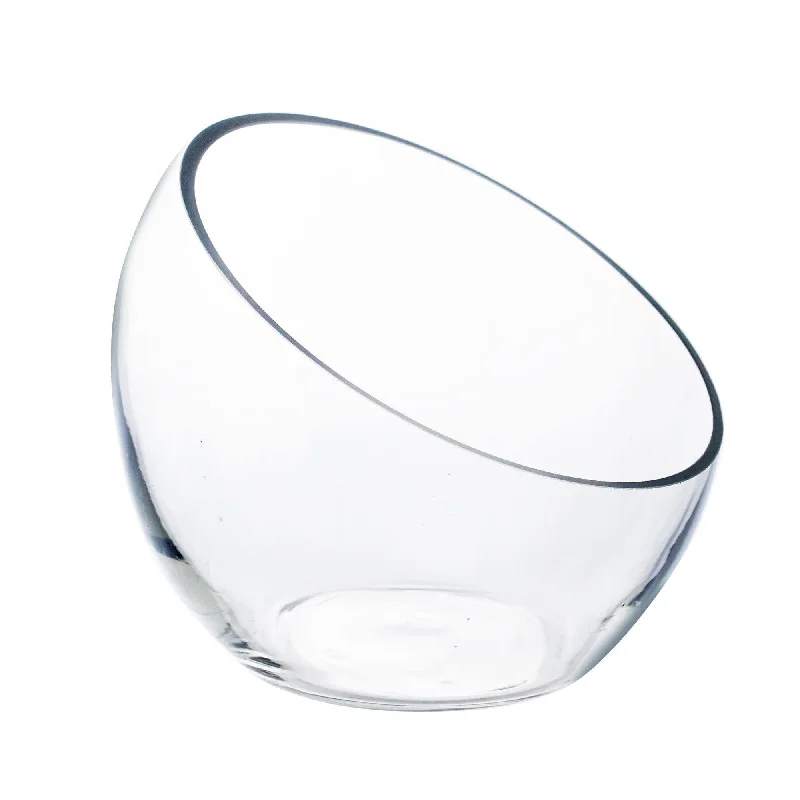 Designer vases for luxury weddings -Pack of 8 PCS Clear Glass Slant Pod O-6.75" H-6.25"