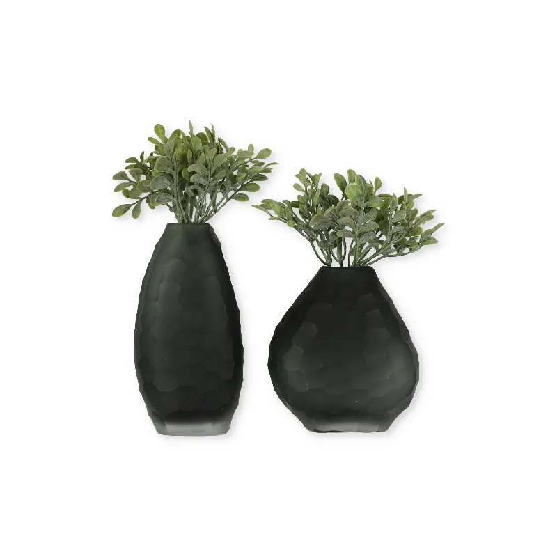 Affordable decorative flower vases -Gray Hammered Glass Vase