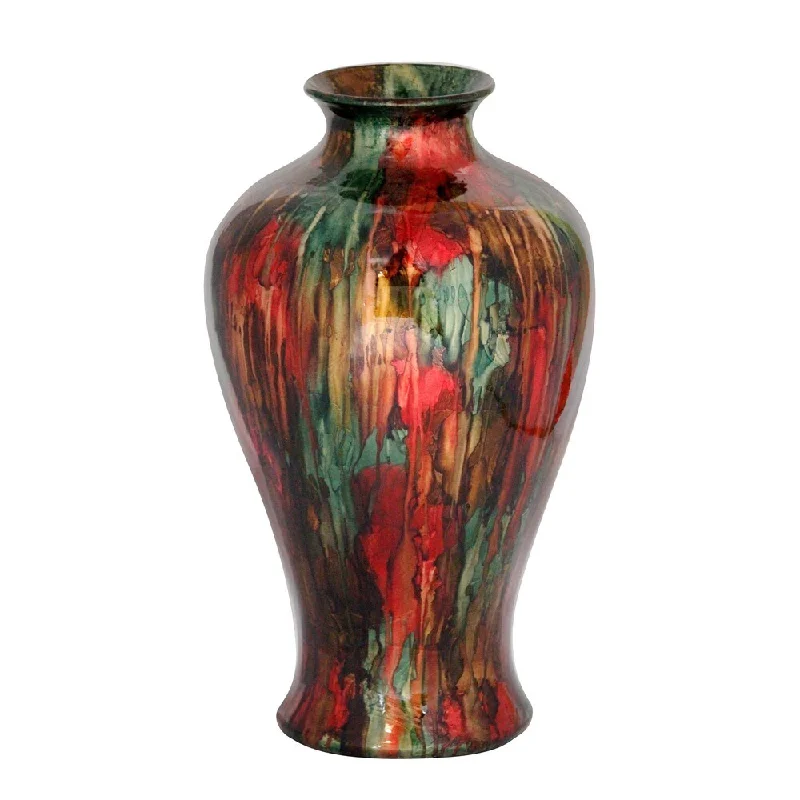 Tall handmade flower vases for sale -Green/ Multicolor Amphora Jar Vase