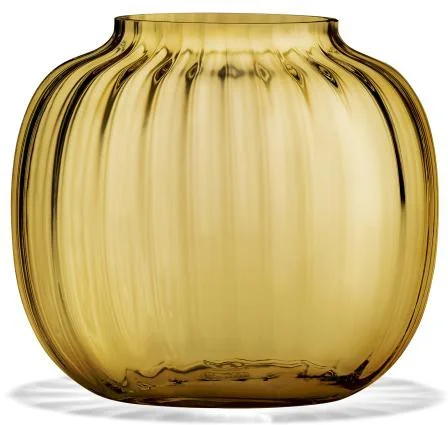 Unique handmade glass vases for flower displays -Holmegaard Primula Oval Vase Amber, H12,5cm