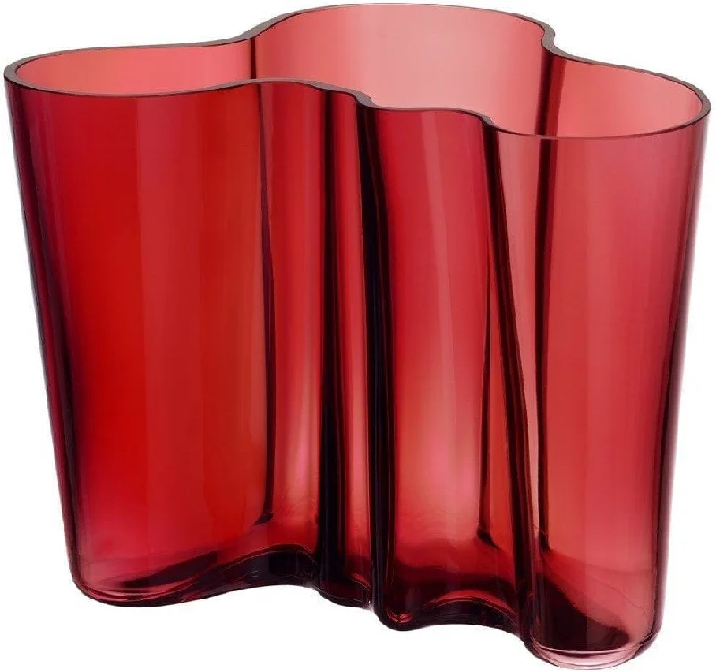 Luxury handmade flower vases for home -Iittala Alvar Aalto Vase Cranberry, 16cm